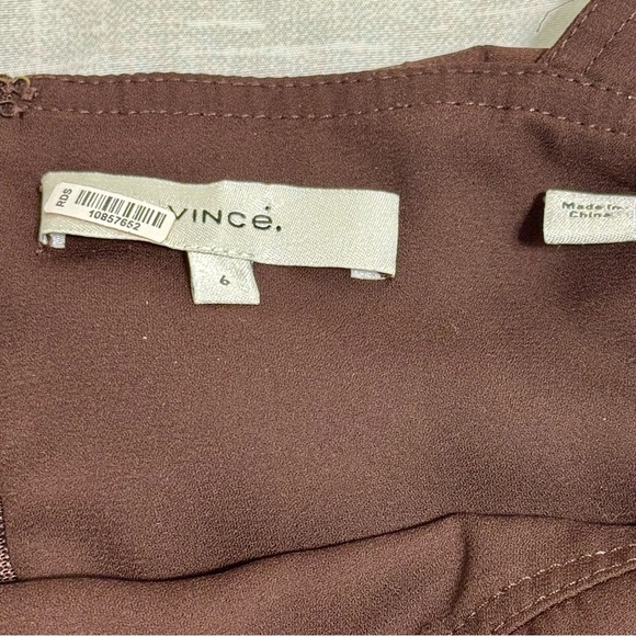 Vince Brown Pleated Culotte Wide Leg V Neck Jumpsuit in Black Walnut Size 6 - Picture 7 of 11